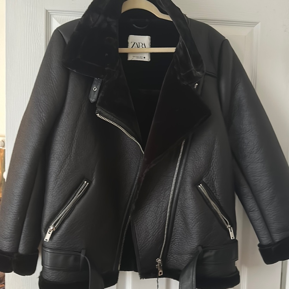 ZARA LEATHER faux fur